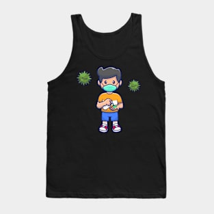 Cute boy wearing mask cartoon Tank Top